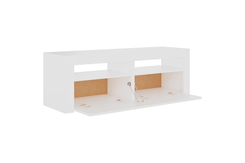 tv-skab med LED-lys 120x35x40 cm hvid - Hvid - Møbler - TV borde & mediemøbler - TV-borde