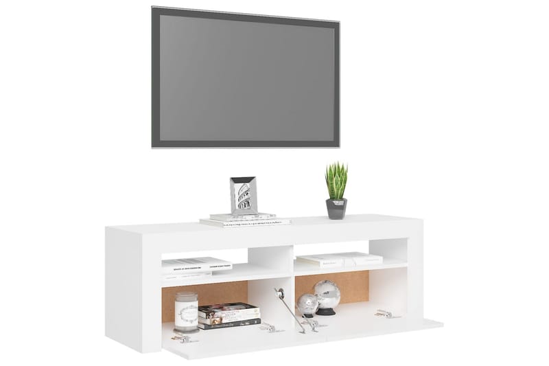 tv-skab med LED-lys 120x35x40 cm hvid - Hvid - Møbler - TV borde & mediemøbler - TV-borde