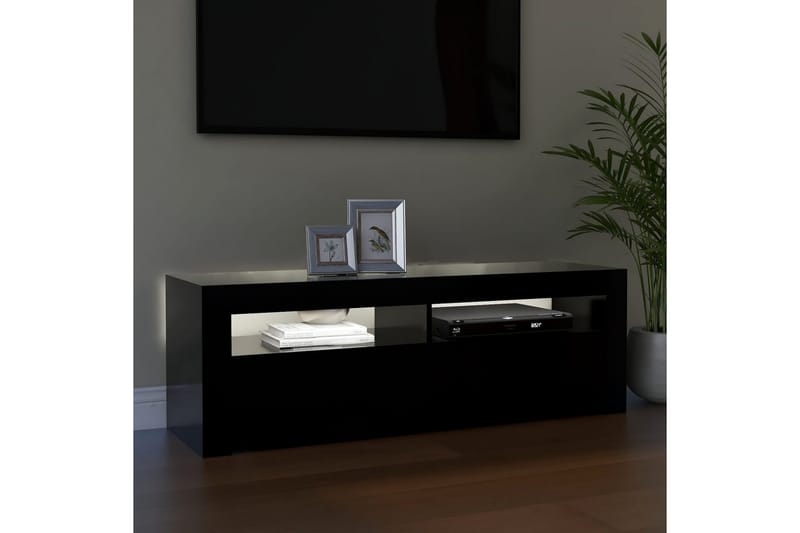 tv-skab med LED-lys 120x35x40 cm sort - Sort - Møbler - TV borde & mediemøbler - TV-borde