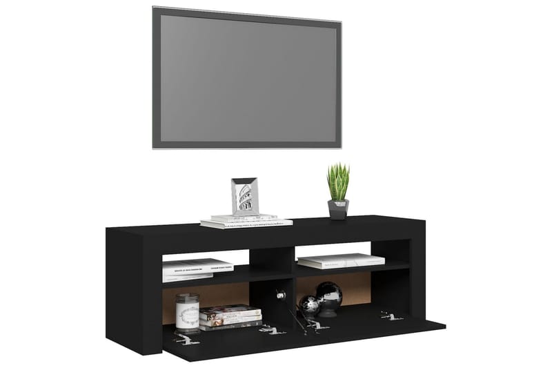 tv-skab med LED-lys 120x35x40 cm sort - Sort - Møbler - TV borde & mediemøbler - TV-borde