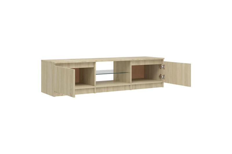 tv-skab med LED-lys 140x40x35,5 cm sonoma-eg - Brun - Møbler - TV borde & mediemøbler - TV-borde