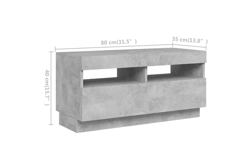 tv-skab med LED-lys 180x35x40 cm betongrå - Grå - Møbler - TV borde & mediemøbler - TV-borde