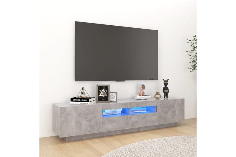 tv-skab med LED-lys 180x35x40 cm betongrå - Grå - Møbler - TV borde & mediemøbler - TV-borde