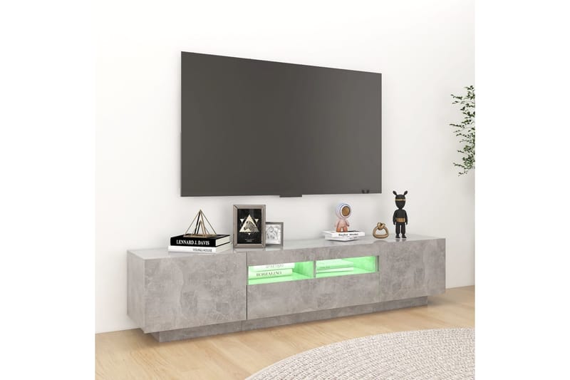 tv-skab med LED-lys 180x35x40 cm betongrå - Grå - Møbler - TV borde & mediemøbler - TV-borde