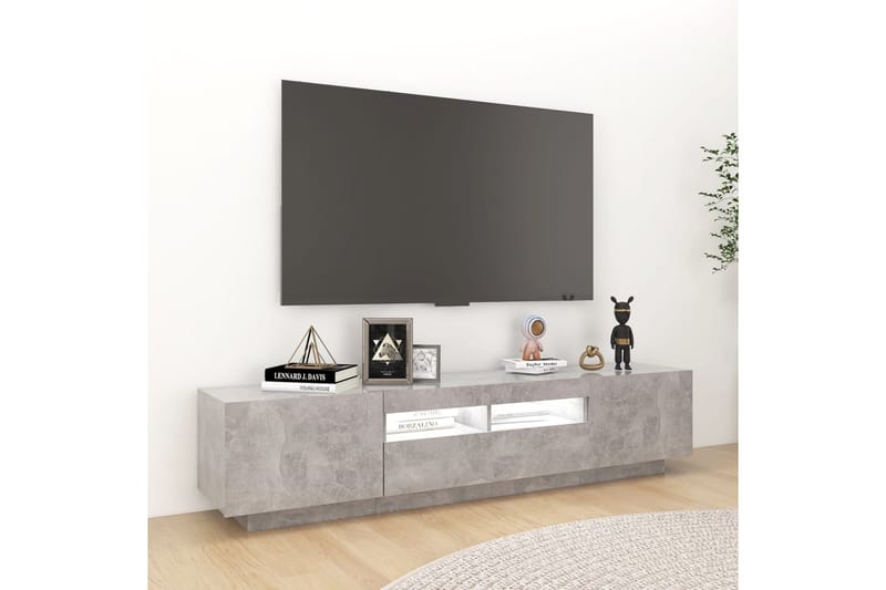 tv-skab med LED-lys 180x35x40 cm betongrå - Grå - Møbler - TV borde & mediemøbler - TV-borde