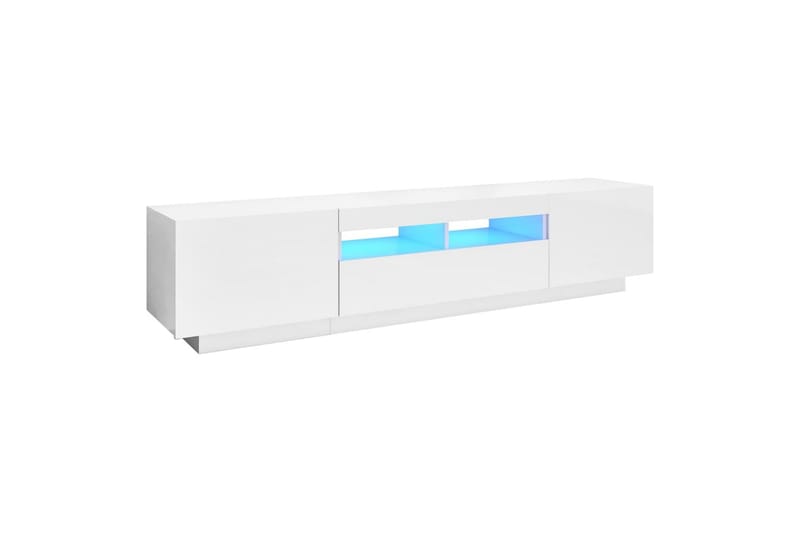 tv-skab med LED-lys 180x35x40 cm hvid højglans - Hvid - Møbler - TV borde & mediemøbler - TV-borde