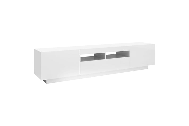 tv-skab med LED-lys 180x35x40 cm hvid højglans - Hvid - Møbler - TV borde & mediemøbler - TV-borde