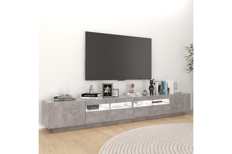 tv-skab med LED-lys 260x35x40 cm betongrå - Grå - Møbler - TV borde & mediemøbler - TV-borde