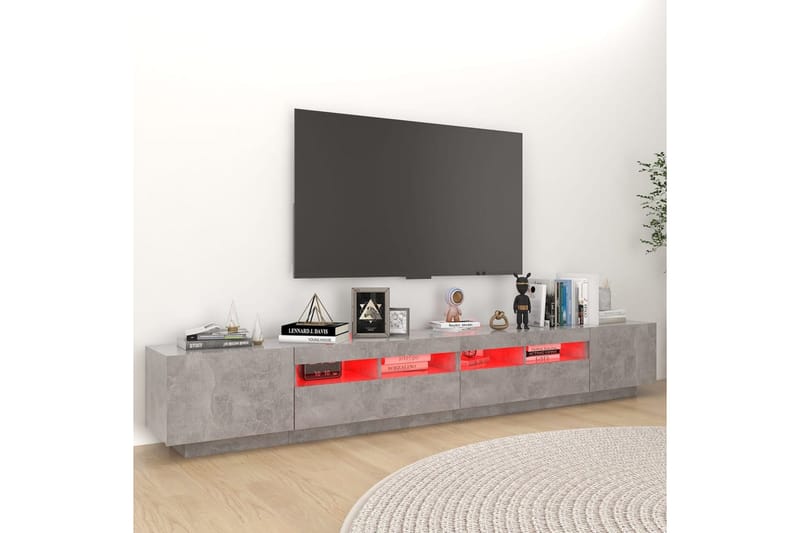 tv-skab med LED-lys 260x35x40 cm betongrå - Grå - Møbler - TV borde & mediemøbler - TV-borde