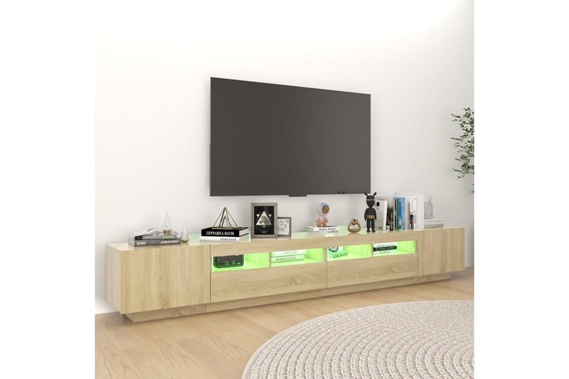 tv-skab med LED-lys 260x35x40 cm sonoma-eg - Brun - Møbler - TV borde & mediemøbler - TV-borde