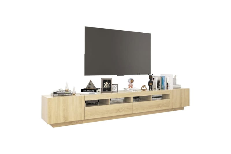 tv-skab med LED-lys 260x35x40 cm sonoma-eg - Brun - Møbler - TV borde & mediemøbler - TV-borde