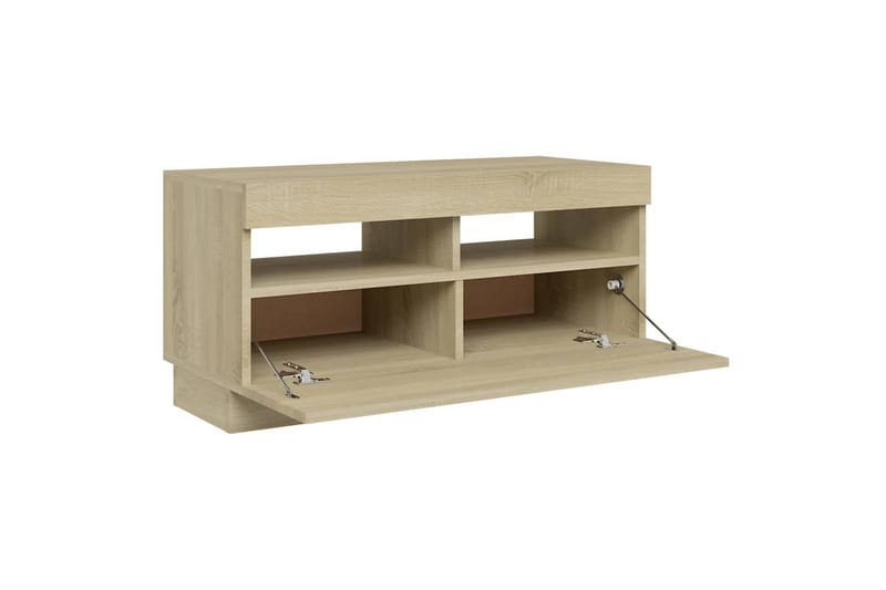 tv-skab med LED-lys 80x35x40 cm sonoma-eg - Brun - Møbler - TV borde & mediemøbler - TV-borde