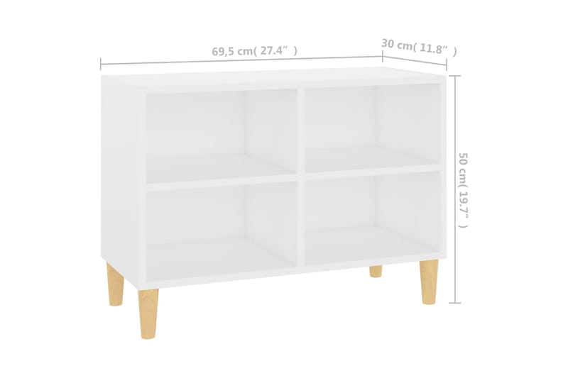 tv-skab med massive træben 69,5x30x50 cm hvid - Hvid - Møbler - TV borde & mediemøbler - TV-borde