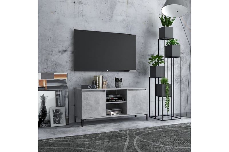 tv-skab med metalben 103,5x35x50 cm betongrå - Grå - Møbler - TV borde & mediemøbler - TV-borde