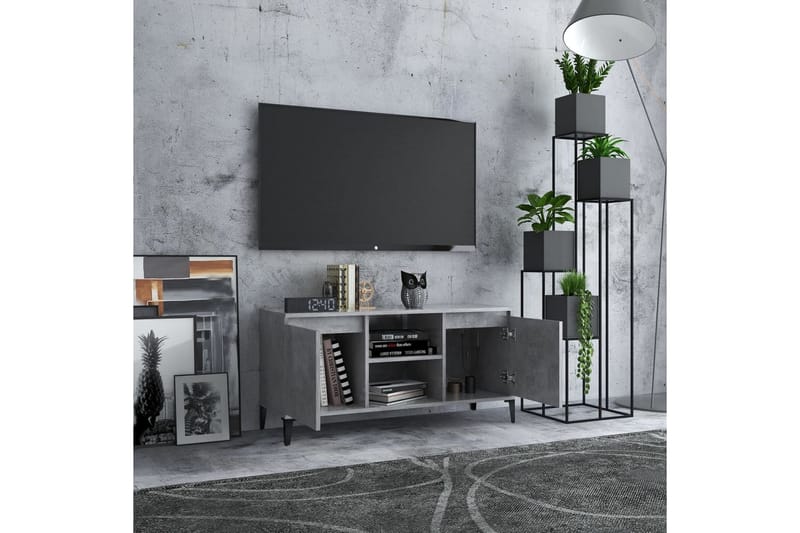 tv-skab med metalben 103,5x35x50 cm betongrå - Grå - Møbler - TV borde & mediemøbler - TV-borde