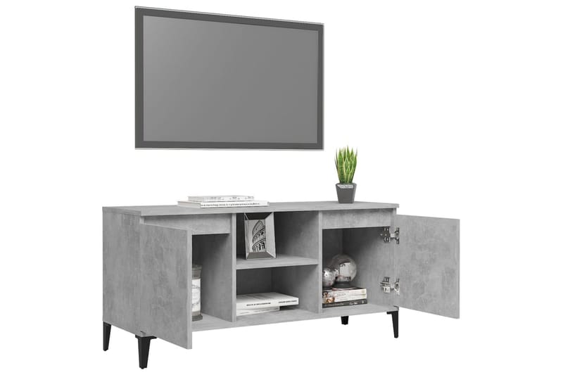 tv-skab med metalben 103,5x35x50 cm betongrå - Grå - Møbler - TV borde & mediemøbler - TV-borde