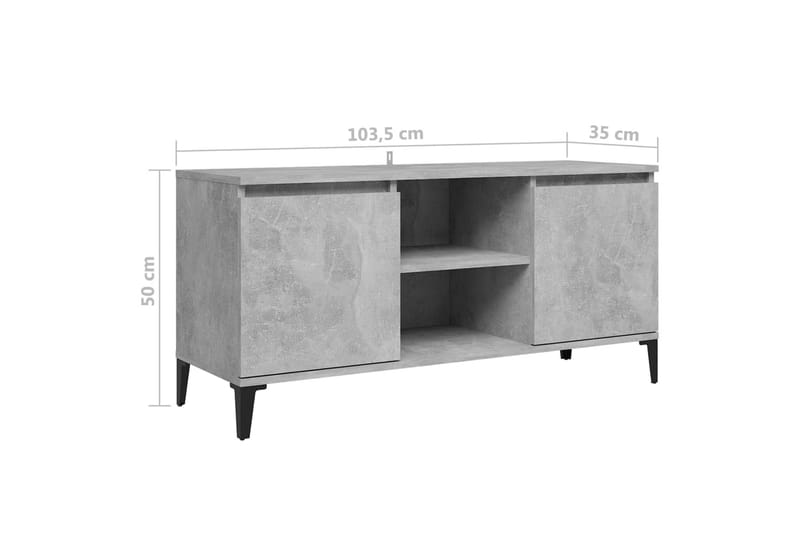 tv-skab med metalben 103,5x35x50 cm betongrå - Grå - Møbler - TV borde & mediemøbler - TV-borde