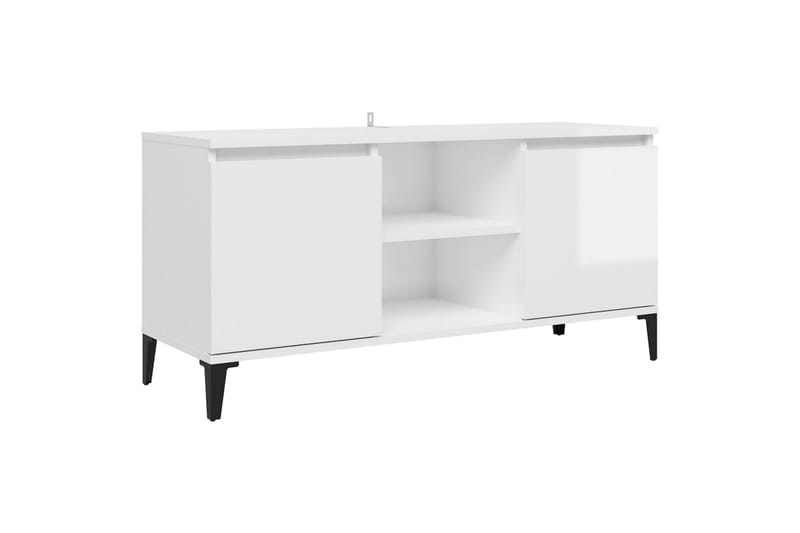 tv-skab med metalben 103,5x35x50 cm hvid højglans - Hvid - Møbler - TV borde & mediemøbler - TV-borde