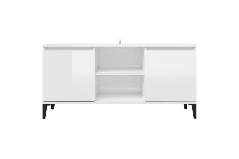 tv-skab med metalben 103,5x35x50 cm hvid højglans - Hvid - Møbler - TV borde & mediemøbler - TV-borde