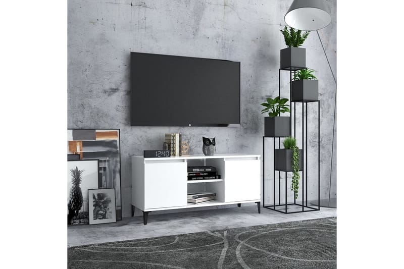 tv-skab med metalben 103,5x35x50 cm hvid - Hvid - Møbler - TV borde & mediemøbler - TV-borde