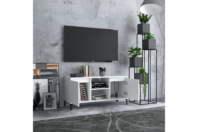 tv-skab med metalben 103,5x35x50 cm hvid - Hvid - Møbler - TV borde & mediemøbler - TV-borde