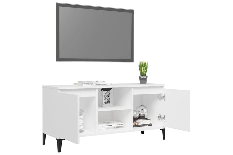 tv-skab med metalben 103,5x35x50 cm hvid - Hvid - Møbler - TV borde & mediemøbler - TV-borde