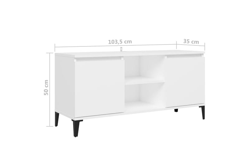 tv-skab med metalben 103,5x35x50 cm hvid - Hvid - Møbler - TV borde & mediemøbler - TV-borde