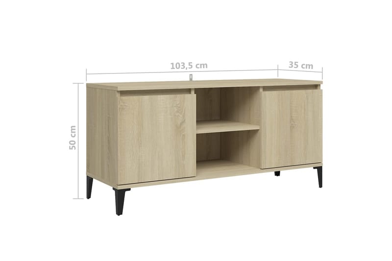 tv-skab med metalben 103,5x35x50 cm sonoma-eg - Brun - Møbler - TV borde & mediemøbler - TV-borde