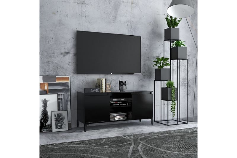 tv-skab med metalben 103,5x35x50 cm sort - Sort - Møbler - TV borde & mediemøbler - TV-borde