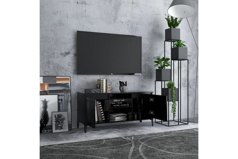 tv-skab med metalben 103,5x35x50 cm sort - Sort - Møbler - TV borde & mediemøbler - TV-borde