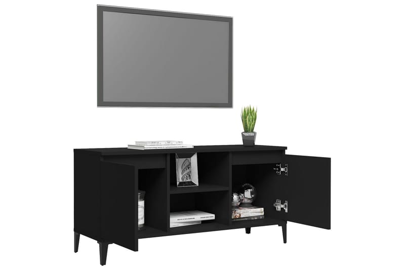 tv-skab med metalben 103,5x35x50 cm sort - Sort - Møbler - TV borde & mediemøbler - TV-borde