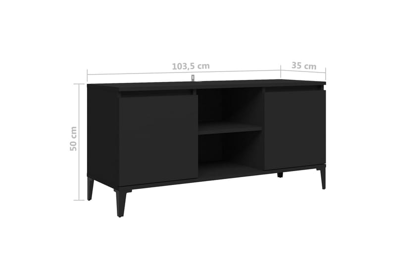 tv-skab med metalben 103,5x35x50 cm sort - Sort - Møbler - TV borde & mediemøbler - TV-borde