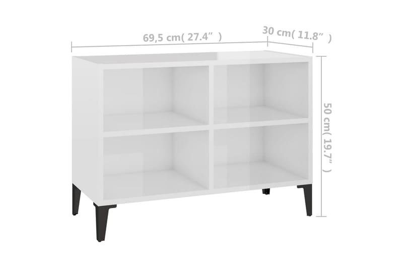 tv-skab med metalben 69,5x30x50 cm hvid højglans - Hvid - Møbler - TV borde & mediemøbler - TV-borde