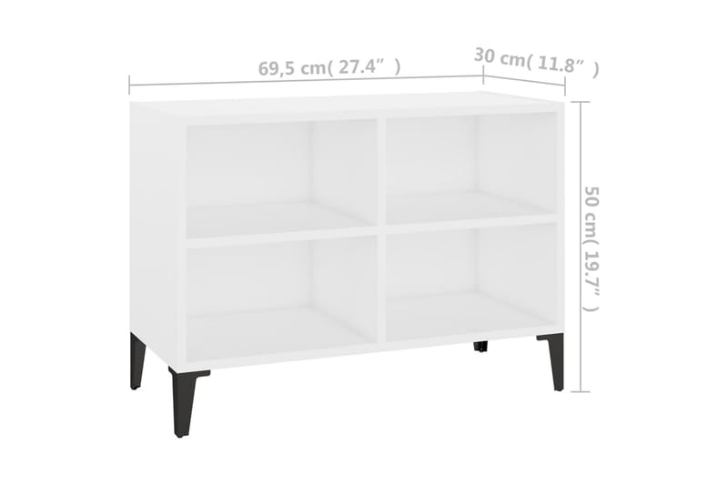 tv-skab med metalben 69,5x30x50 cm hvid - Hvid - Møbler - TV borde & mediemøbler - TV-borde