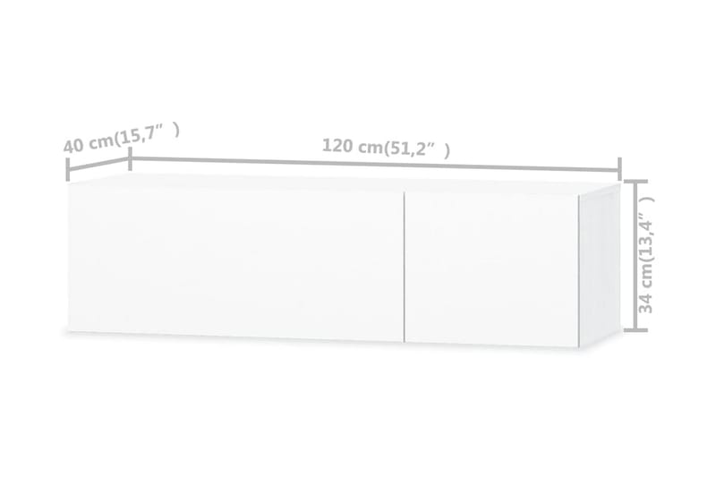 Tv-Skab Spånplade 120 X 40 X 34 Cm Højglans Hvid - Hvid - Møbler - TV borde & mediemøbler - TV-borde