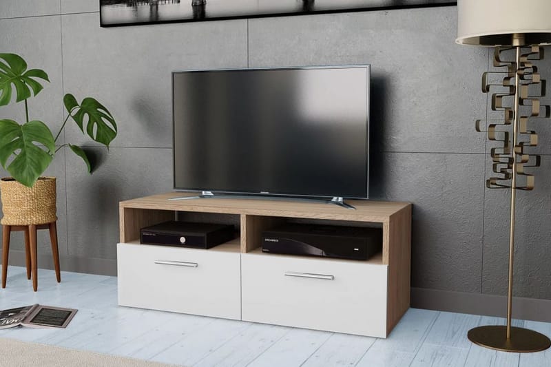 Tv-Skab Spånplade 95 X 35 X 36 Cm Egetræ Og Hvid - Brun - Møbler - TV borde & mediemøbler - TV-borde