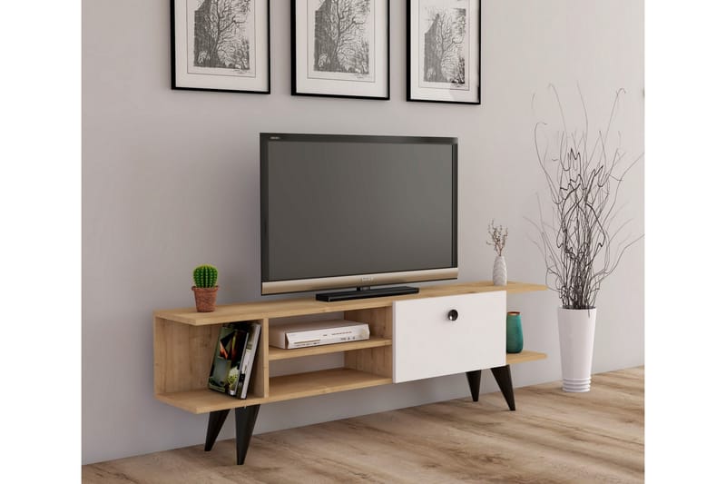 Tv-stativ 120 cm Eg/ Hvid - Møbler - TV borde & mediemøbler - TV-borde