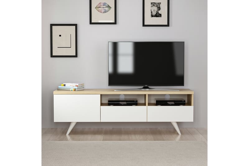 Tv-stativ 150 cm Eg/ Hvid - Møbler - TV borde & mediemøbler - TV-borde