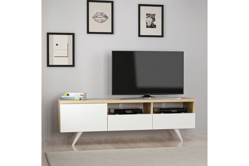 Tv-stativ 150 cm Eg/ Hvid - Møbler - TV borde & mediemøbler - TV-borde