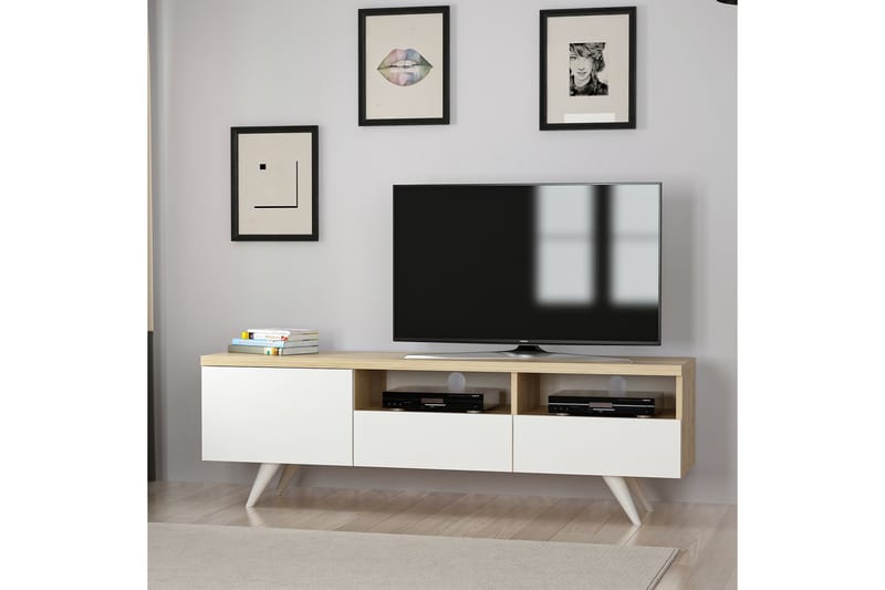 Tv-stativ 150 cm Eg/ Hvid - Møbler - TV borde & mediemøbler - TV-borde