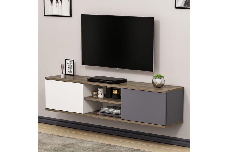 Tv-stativ 160 cm antracit / Valnød - Møbler - TV borde & mediemøbler - TV-borde