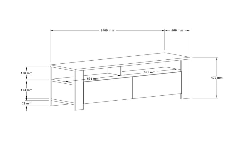 Tylar TV-bord 140 cm - Antracit - Møbler - TV borde & mediemøbler - TV-borde