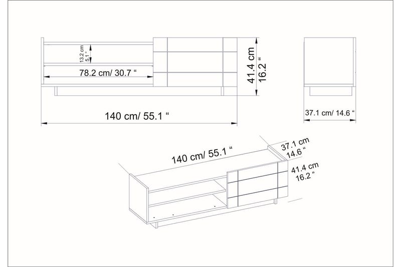 Ulica TV-bord 140 cm Dør + 3 Hylder - Mørkebrun - Møbler - TV borde & mediemøbler - TV-borde