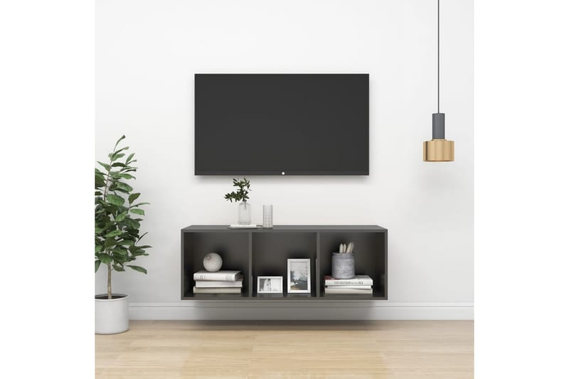 væghængt tv-skab 37x37x107cm spånplade grå - Grå - Møbler - TV borde & mediemøbler - TV-borde