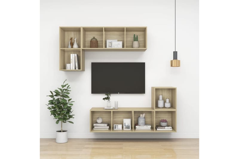 væghængt tv-skab 37x37x107cm spånplade sonoma-eg - Brun - Møbler - TV borde & mediemøbler - TV-borde