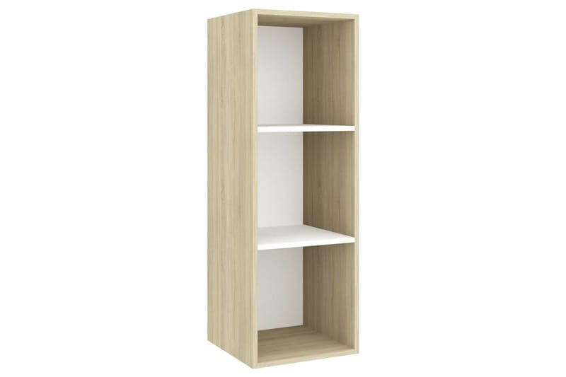 væghængt tv-skab 37x37x107cm spånplade sonoma-eg og hvid - Beige - Møbler - TV borde & mediemøbler - TV-borde