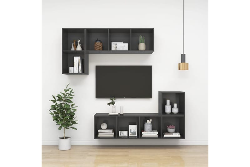 væghængt tv-skab 37x37x72cm spånplade grå - Grå - Møbler - TV borde & mediemøbler - TV-borde