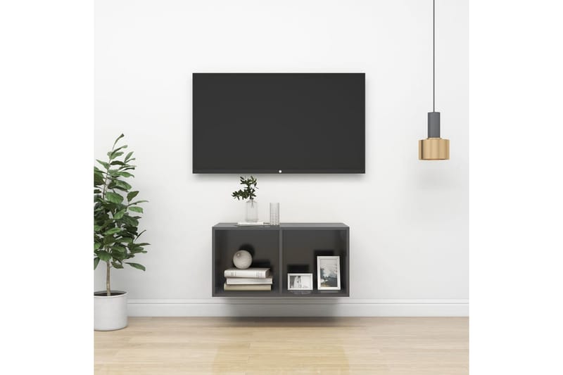 væghængt tv-skab 37x37x72cm spånplade grå - Grå - Møbler - TV borde & mediemøbler - TV-borde