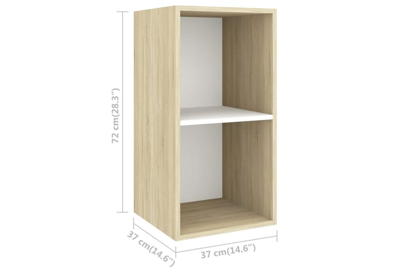 væghængt tv-skab 37x37x72cm spånplade sonoma-eg og hvid - Beige - Møbler - TV borde & mediemøbler - TV-borde