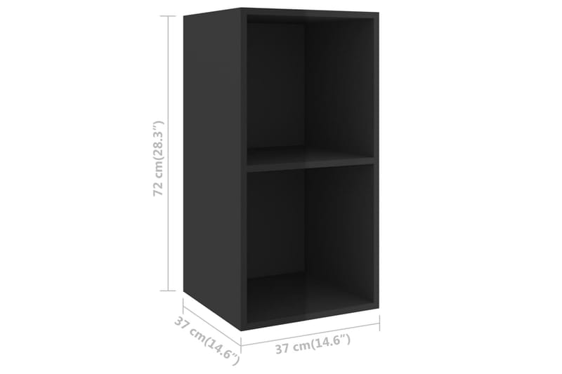 væghængt tv-skab 37x37x72cm spånplade sort højglans - Sort - Møbler - TV borde & mediemøbler - TV-borde